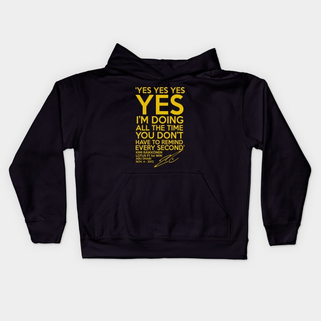 Kimi Raikkonen  Funny Yes Yes Yes Kids Hoodie by Alexventura